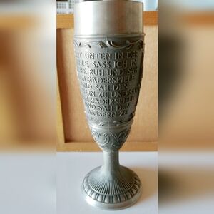 Vintage German Engraved Pewter Chalice
